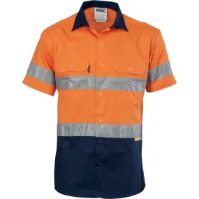 Dnc Workwear Hi-vis Cool-breeze Short Sleeve Cotton Shirt With 3m 8906 Reflective Tape - 3887