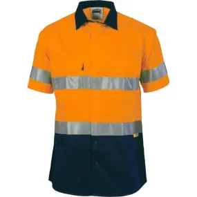 Dnc Workwear Hi-vis Two-tone Short Sleeve Drill Shirt With 3m 8906 R/tape - 3833