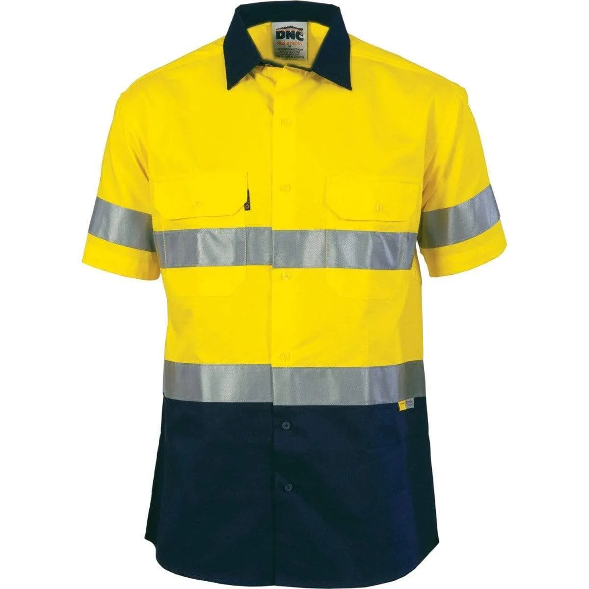 Dnc Workwear Hi-vis Two-tone Short Sleeve Drill Shirt With 3m 8906 R/tape - 3833