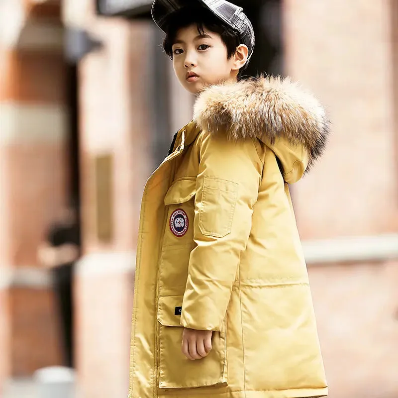 Down jacket boy with long thickening