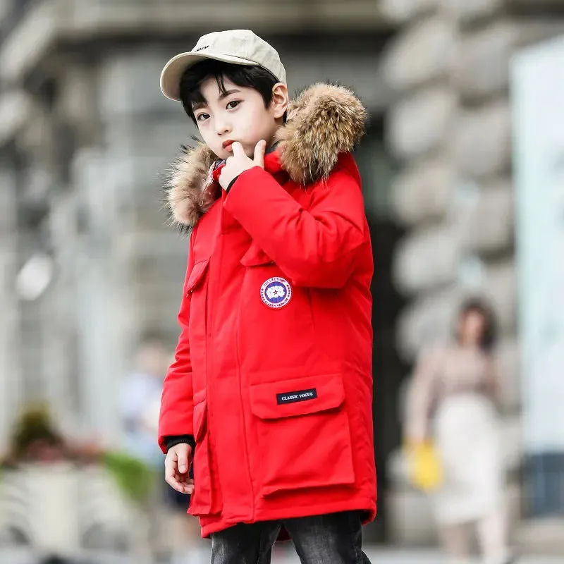 Down jacket boy with long thickening