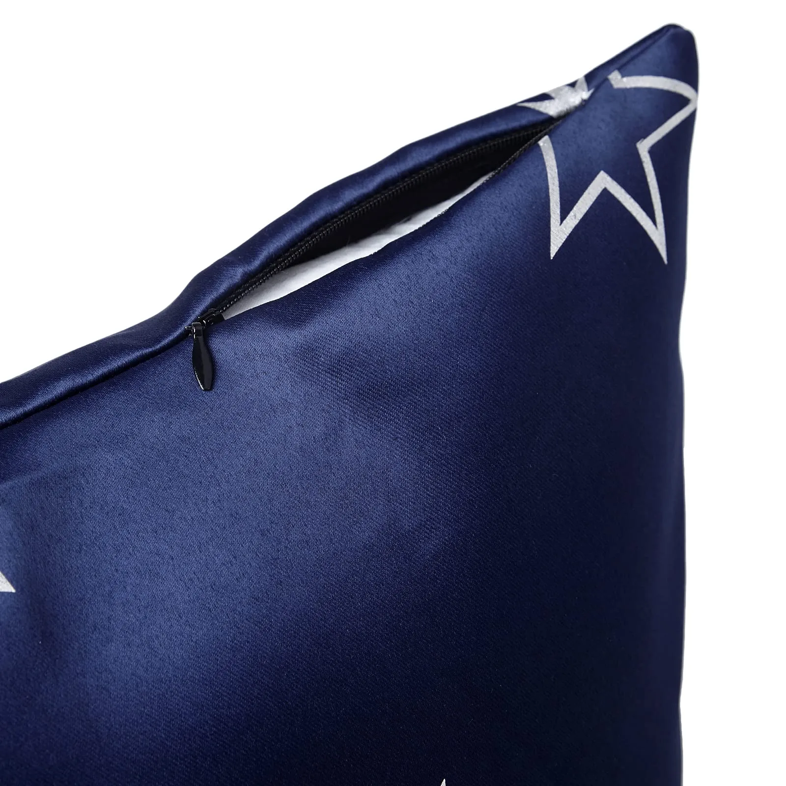 Encasa Homes Cushion Covers (50x50 cm, 2pc set) I Star Navy I Silver Foil Print on Heavy Soft Satin I Machine Washable I Many sizes & colors