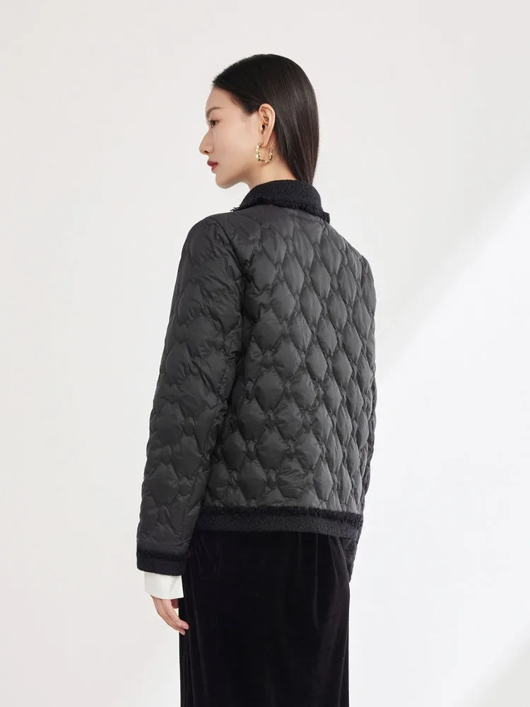 EP YAYING Wool Bouclé Patchwork Down Jacket