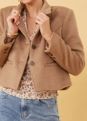 Faux Fur Two Button Mocha Blazer