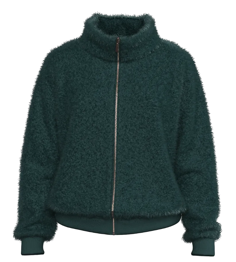 Faux Shearling Fleece Jacket - Forest