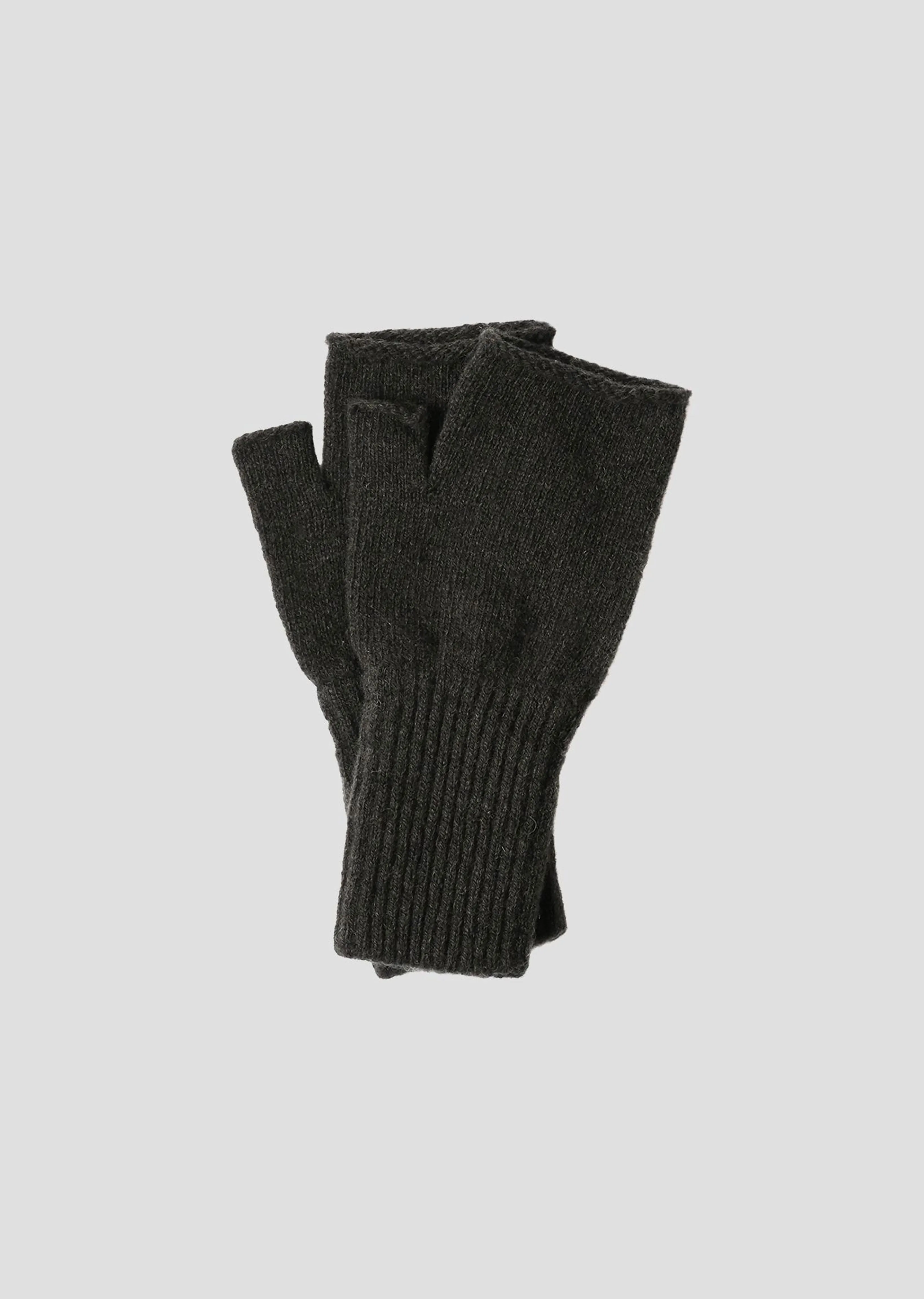 Felted Fingerless Gloves — Dark Olive