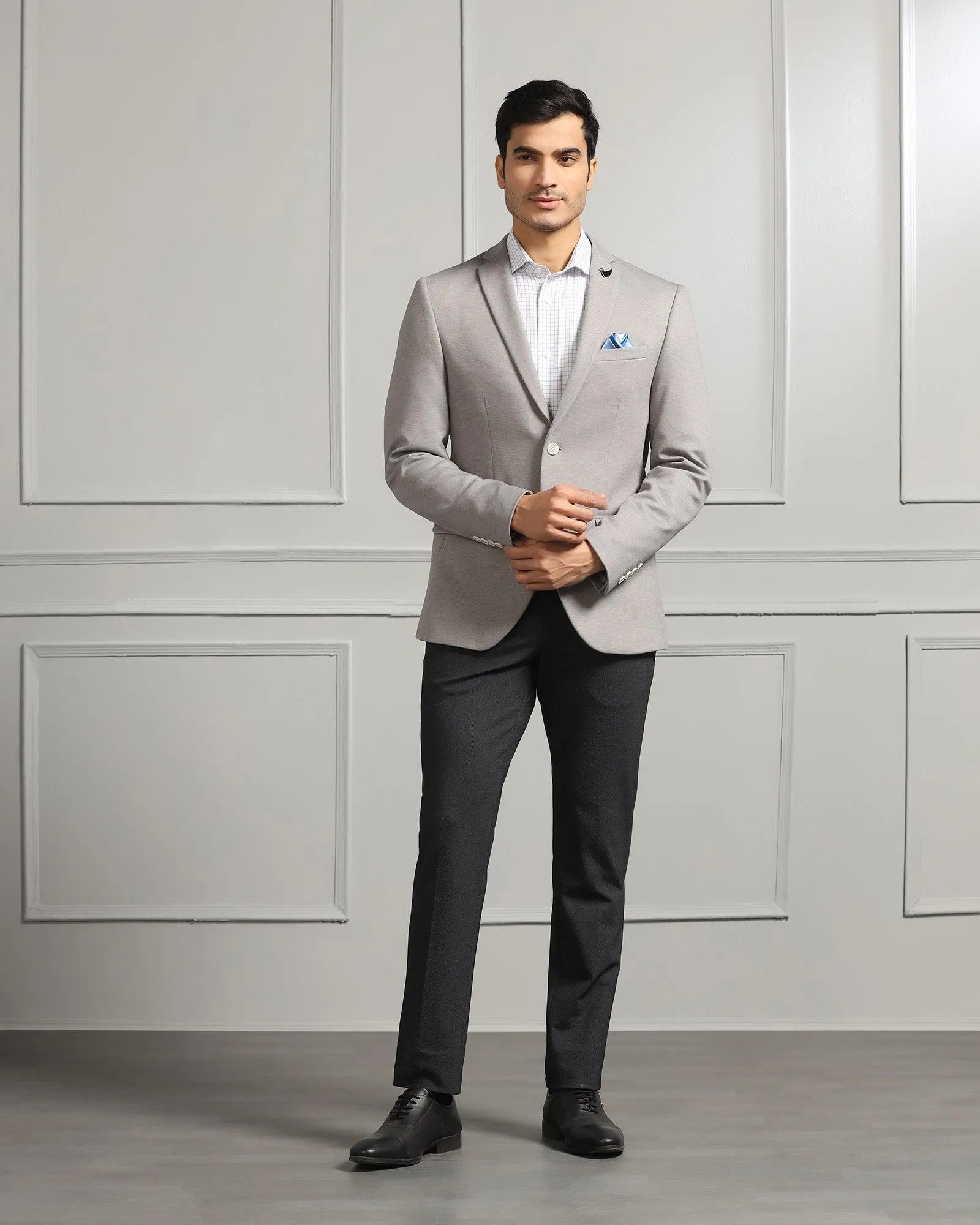 Formal Light Grey Textured Blazer - Caleb