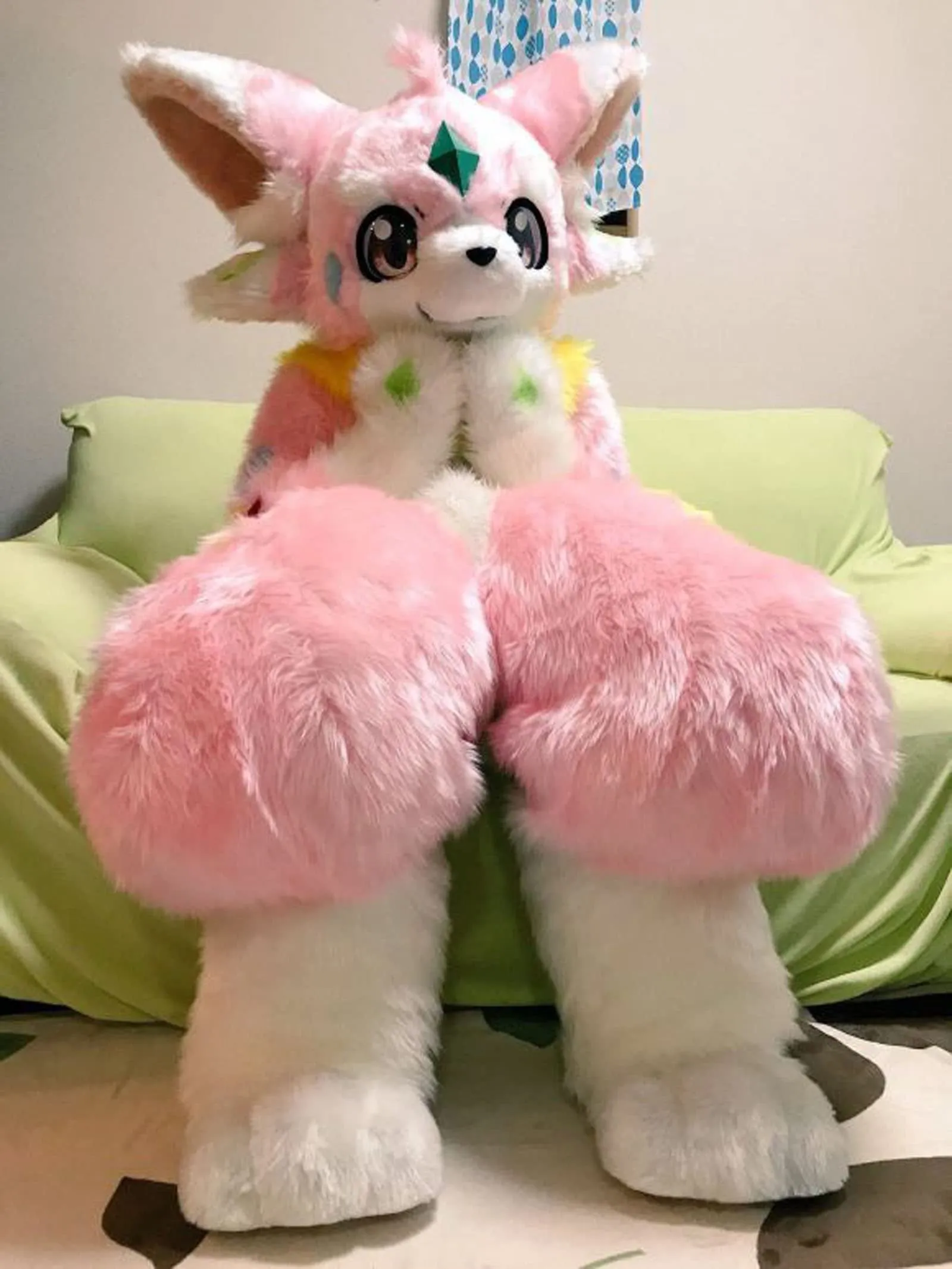 FurryWu Studio Japan Pink Rose Dragon Cat Huksy Dog Fursuit Teen Costumes Furry Suit Fursona Kigurumi Digitigrade Anime