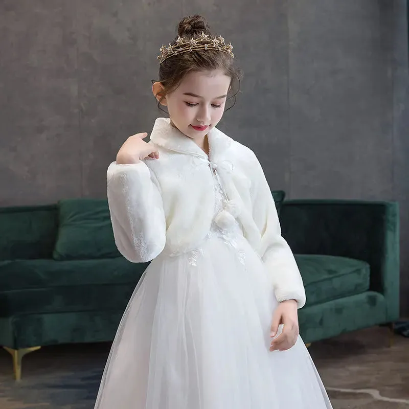 Girls Faux Fur Winter Wedding Party Shrug Bolero Coat