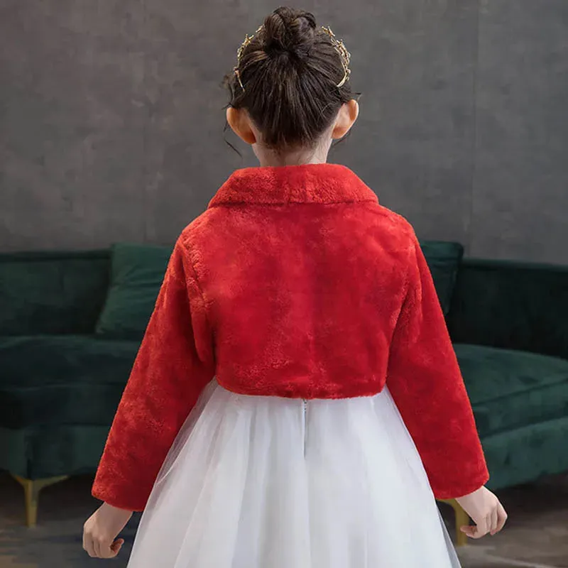 Girls Faux Fur Winter Wedding Party Shrug Bolero Coat