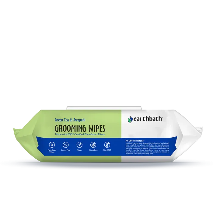 Grooming Wipes Green Tea & Awapuhi for Dogs - Earthbath - 100's