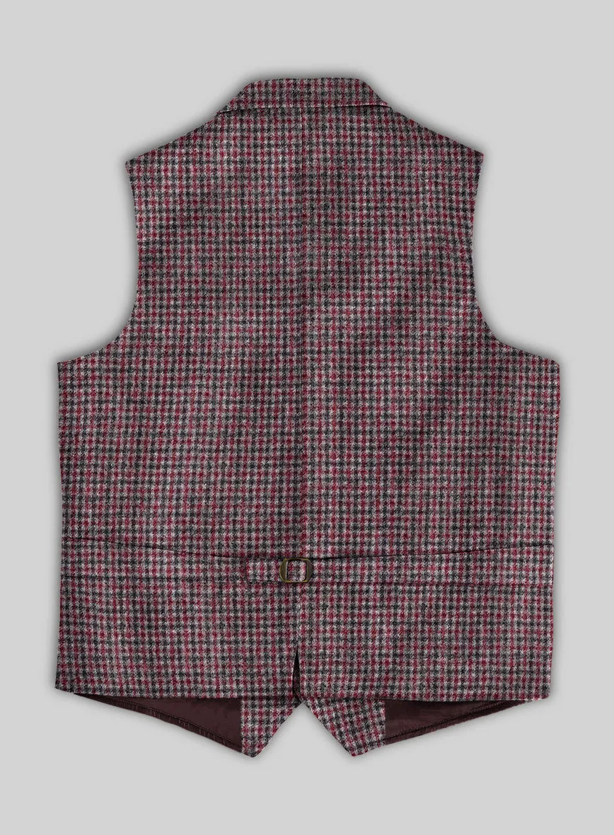 Highlander Heavy Maroon Houndstooth Tweed Hunting Vest