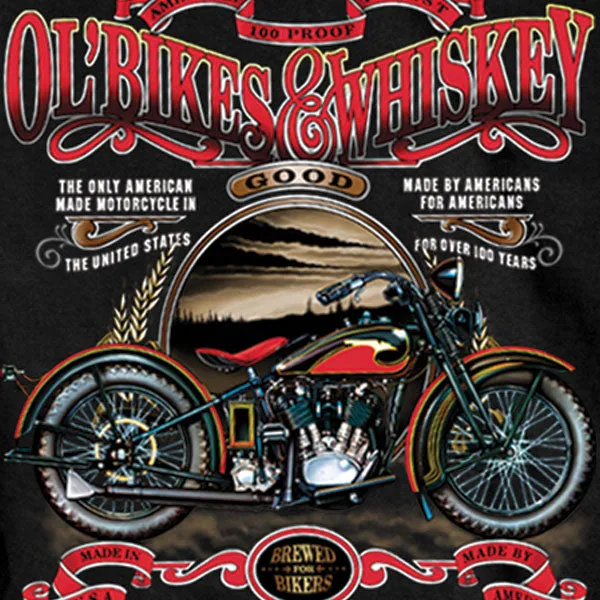 Hot Leathers GMS1074 Men’s ‘Ol' Bikes & Whiskey’ Black T-Shirt