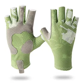 Ice Silk Half Finger Fishing Gloves Sunscreen  Riding Gloves, Size:  L/XL (Youth Green)