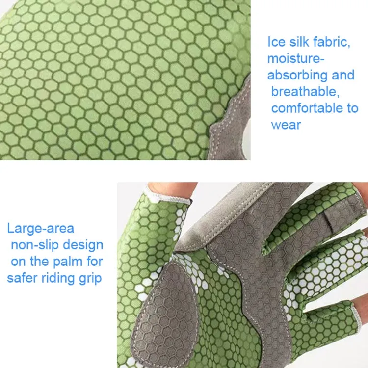 Ice Silk Half Finger Fishing Gloves Sunscreen  Riding Gloves, Size:  L/XL (Youth Green)