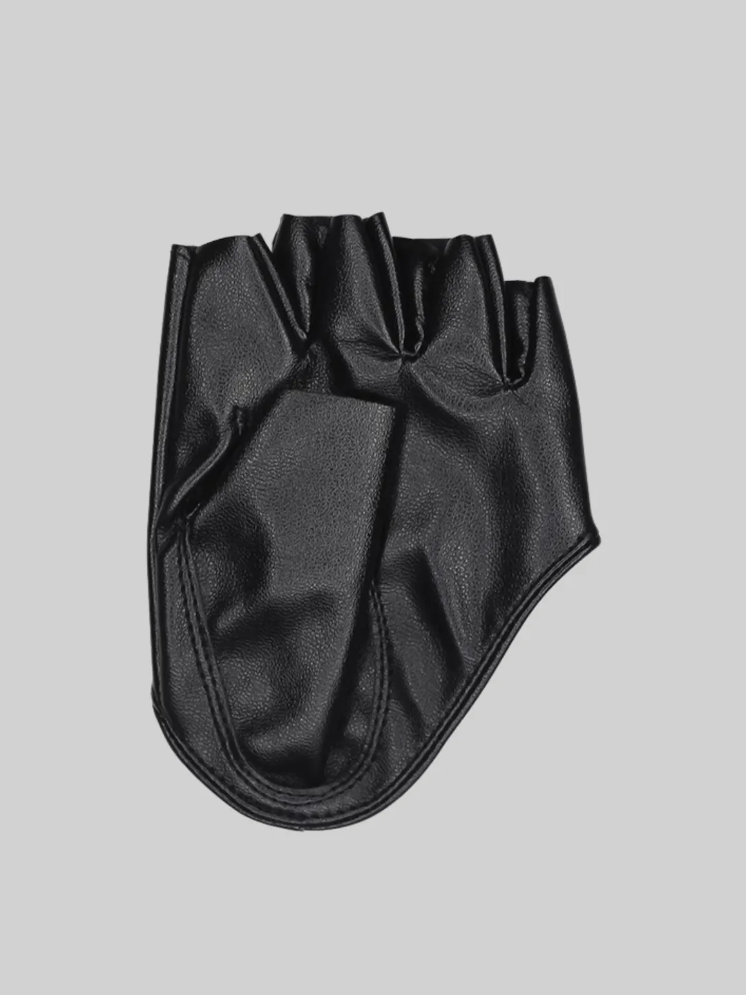 [_kuro_05] Dark fingerless leather gloves kr12