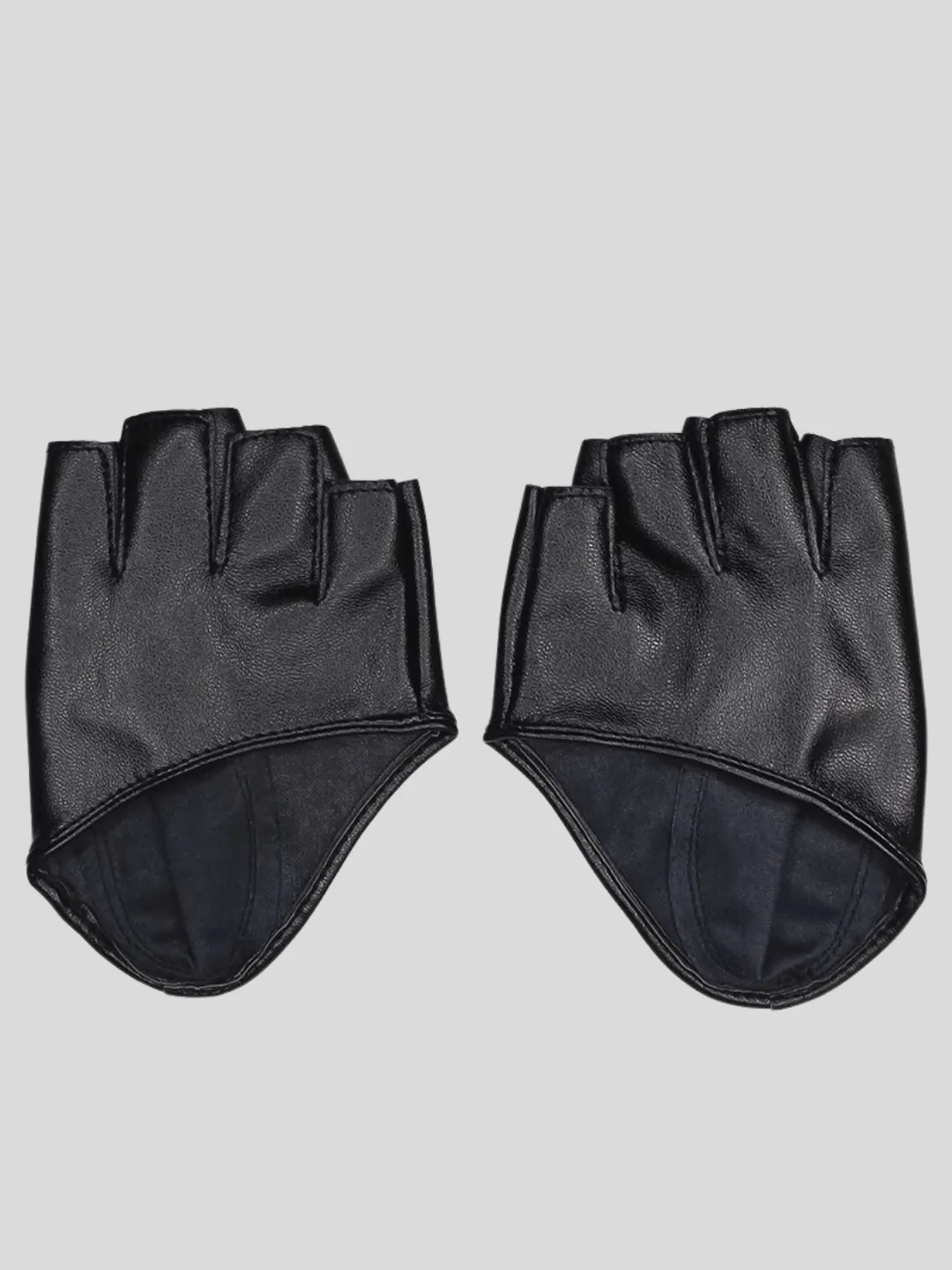 [_kuro_05] Dark fingerless leather gloves kr12