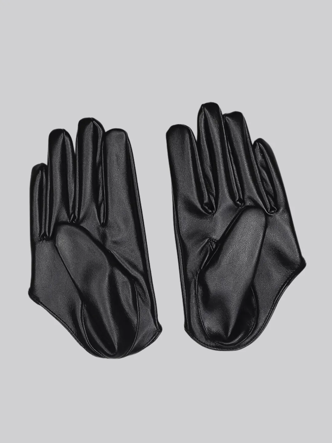 [_kuro_05] Dark fingerless leather gloves kr12