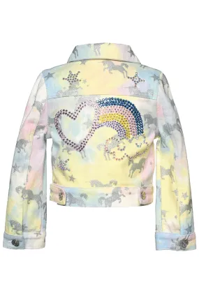 Little Girl's Tie Dye Dreams Unicorn Star Denim Jacket