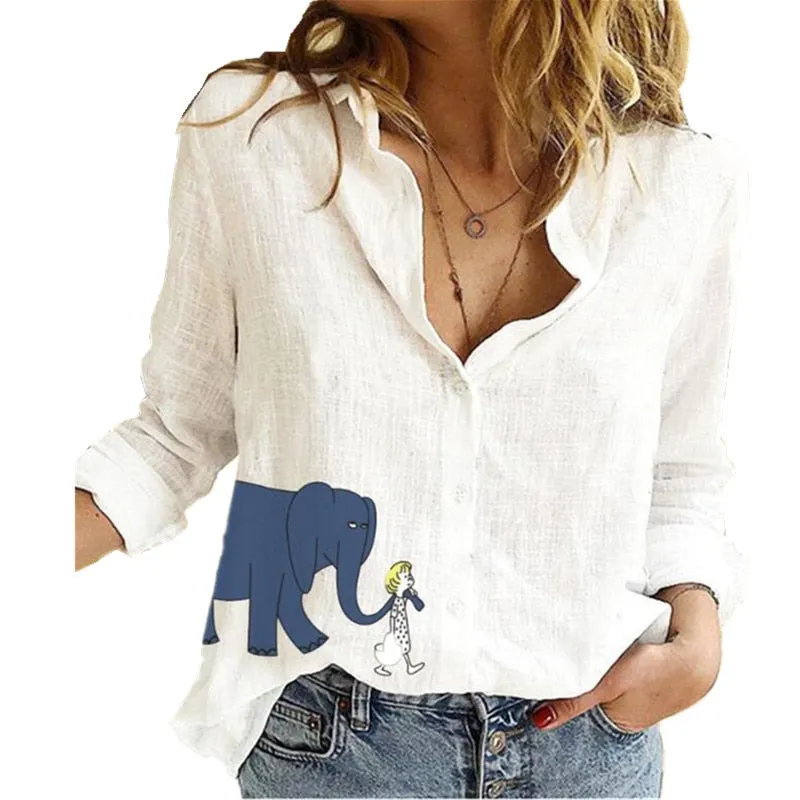 Long Sleeve Casual Linen Blouse