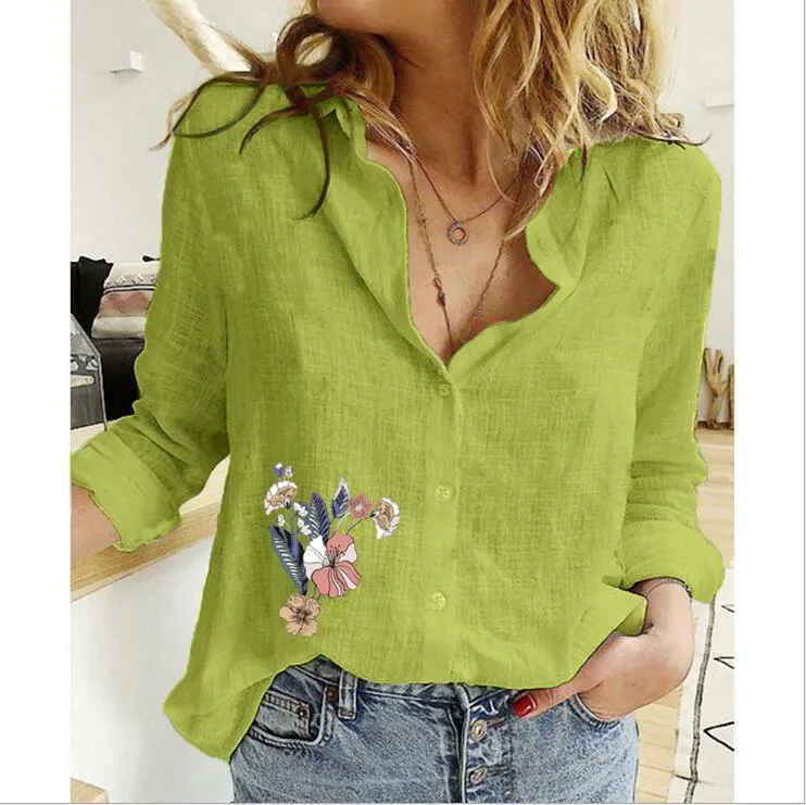 Long Sleeve Casual Linen Blouse