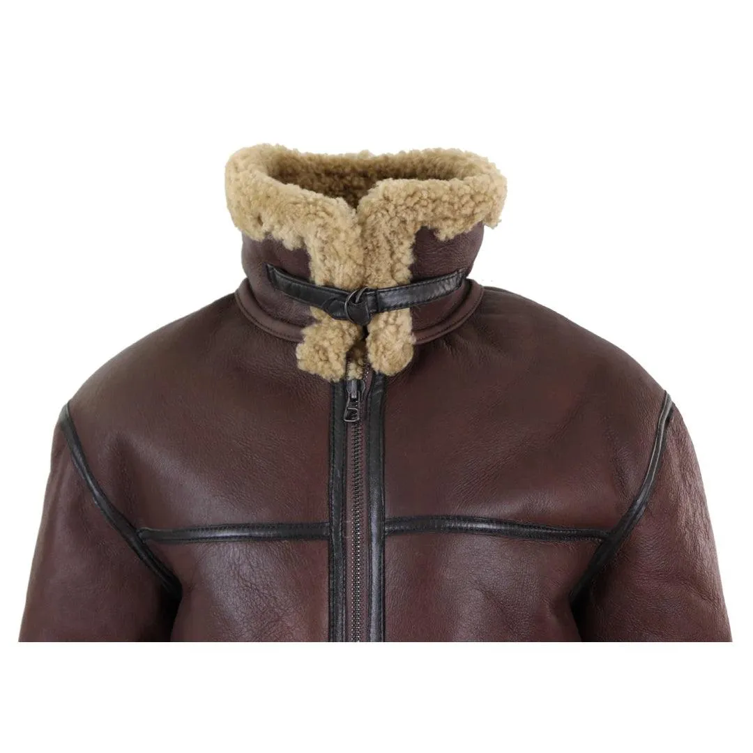 Men's Aviator Real Shearling Sheepskin Leather Bomber Flying Jacket BNWT