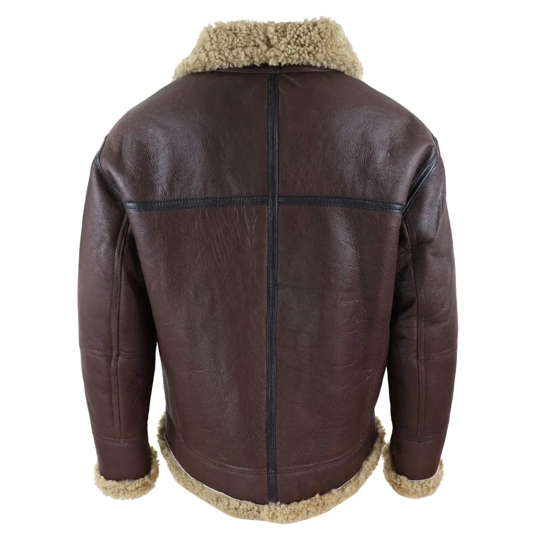 Men's Aviator Real Shearling Sheepskin Leather Bomber Flying Jacket BNWT