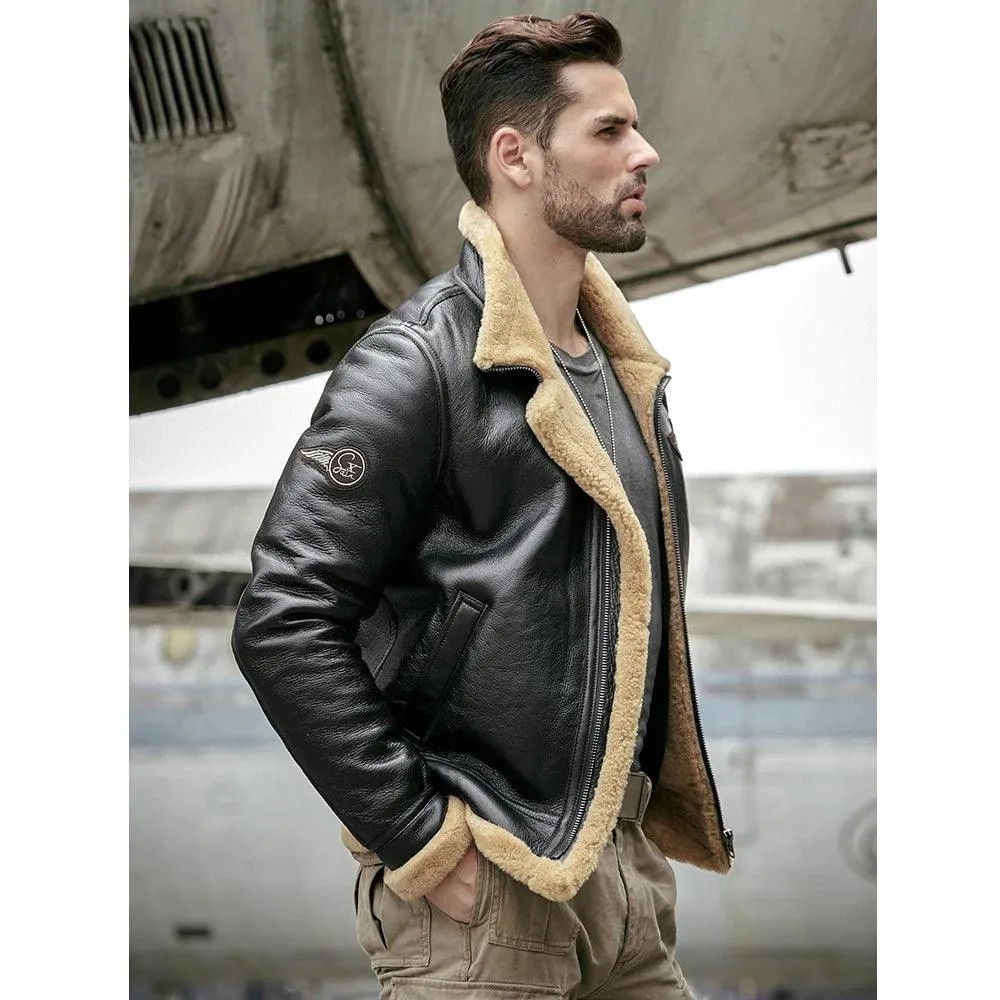 Men's Black Airforce Sheepskin Jacket