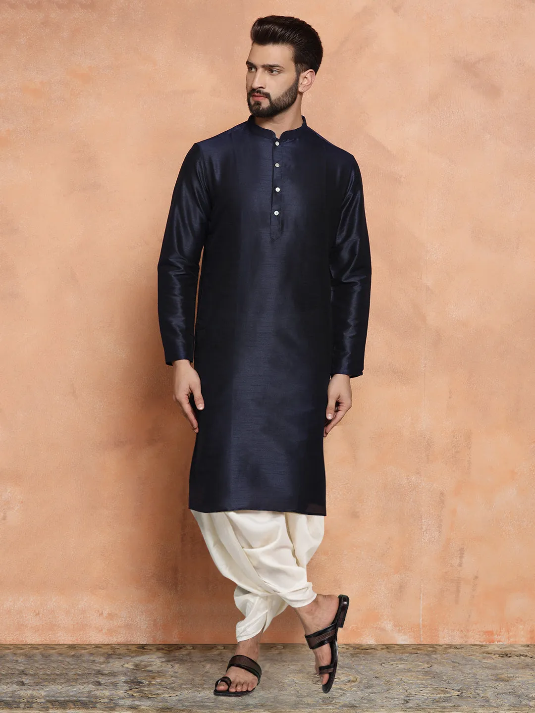 Men's Multi Color Kurta Jacket Dhoti Set