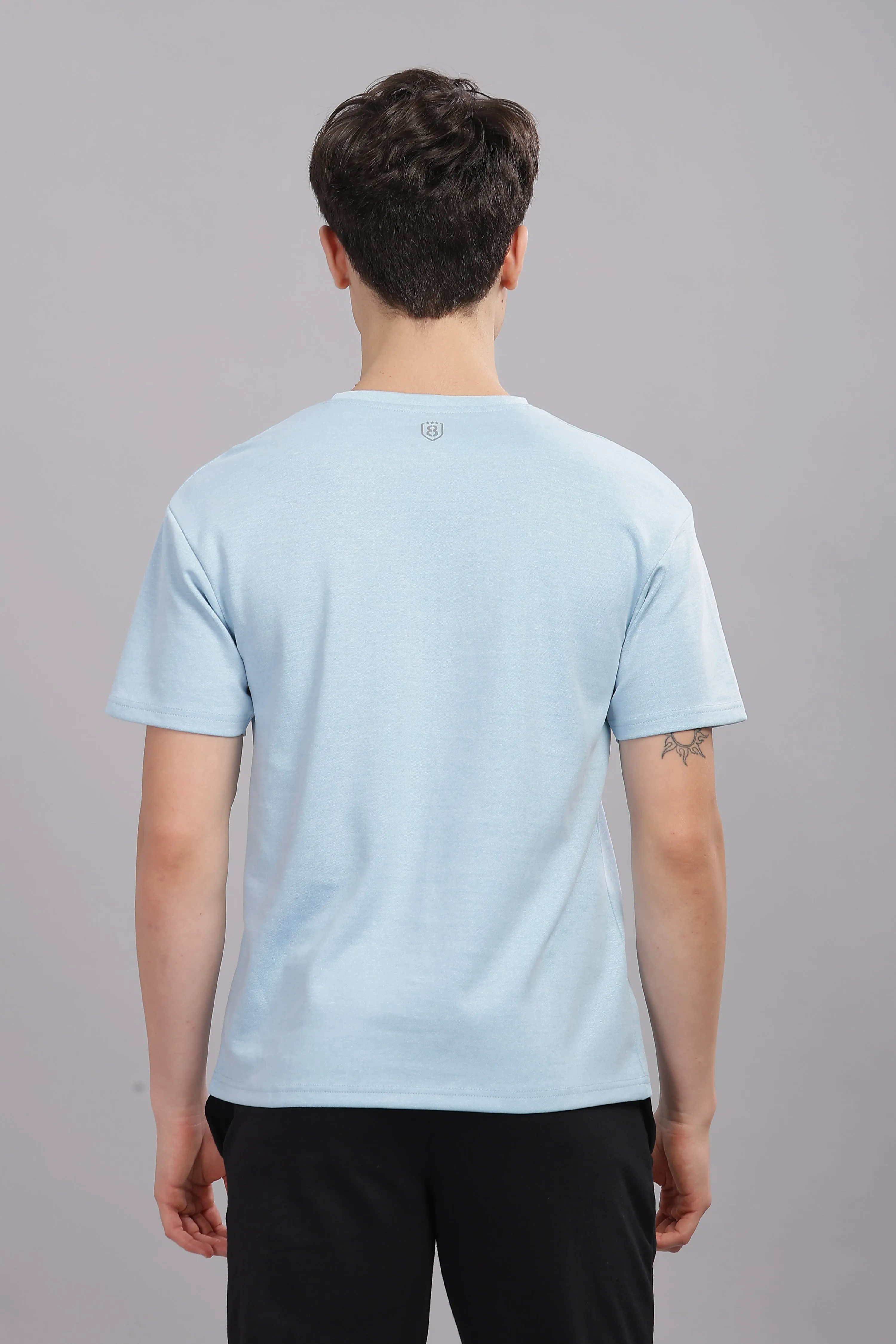 Men’s Round Neck soft cotton shrinkage resistant stretchable T Shirt-Domin8(Blue)