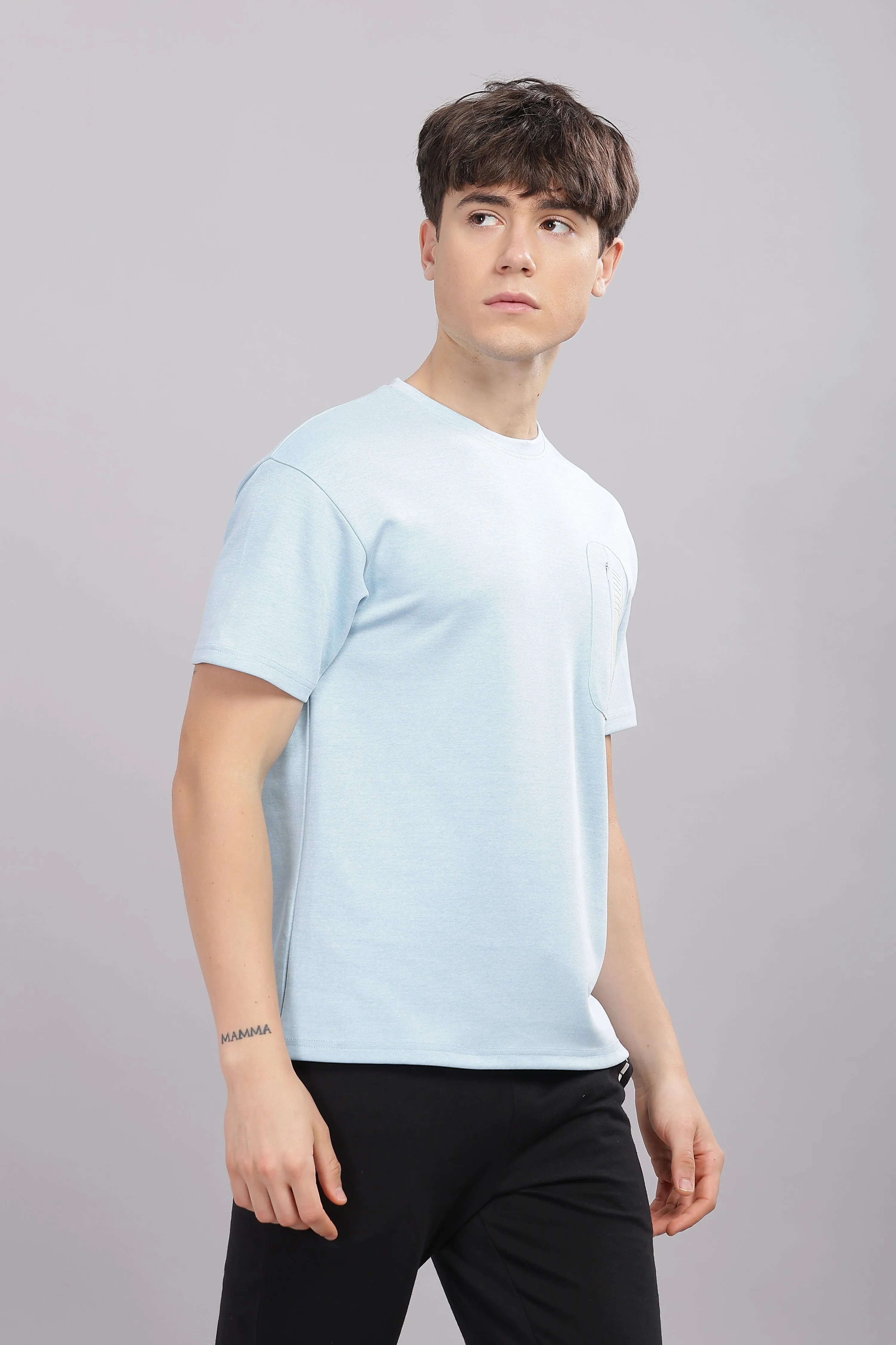 Men’s Round Neck soft cotton shrinkage resistant stretchable T Shirt-Domin8(Blue)