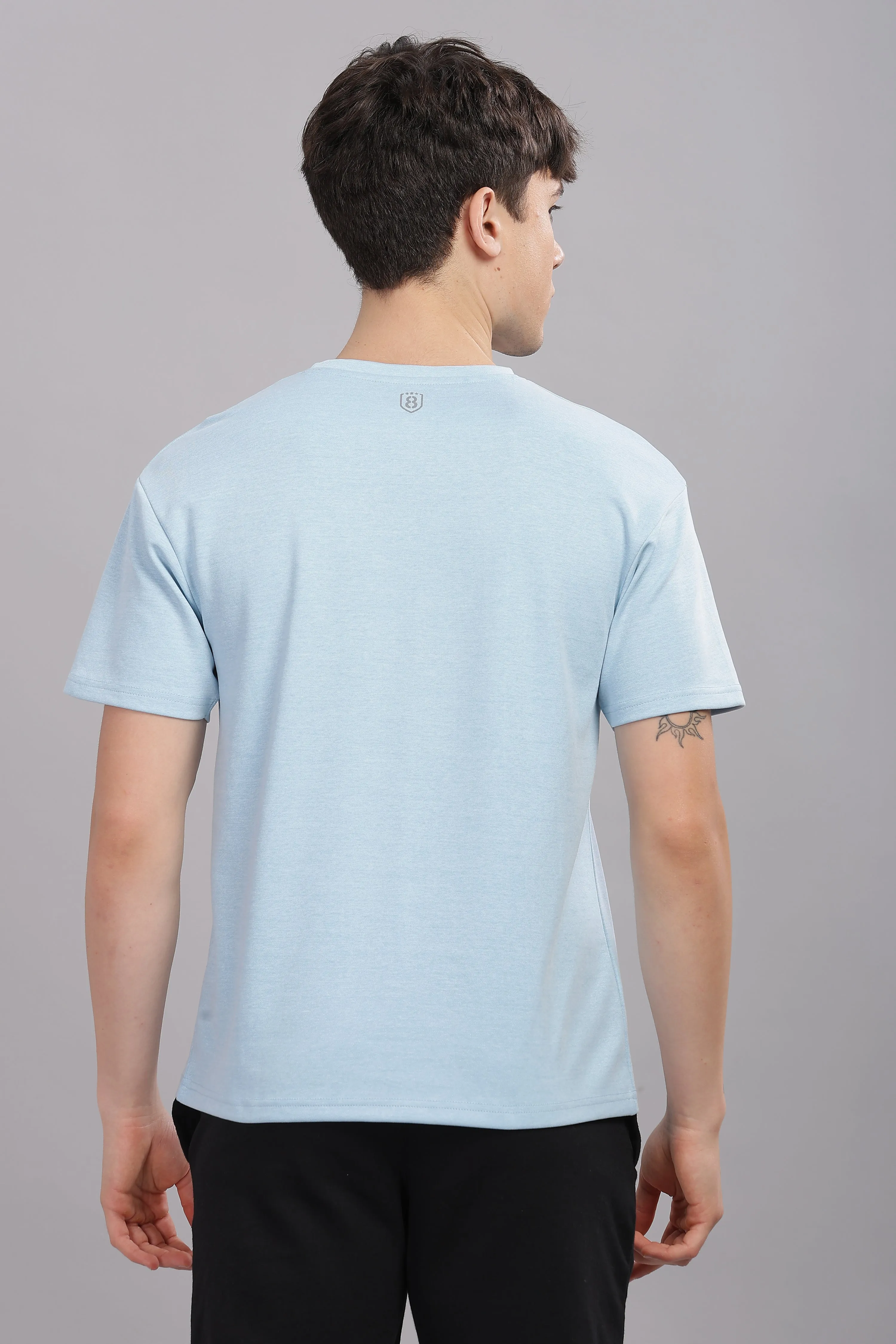 Men’s Round Neck soft cotton shrinkage resistant stretchable T Shirt-Domin8(Blue)