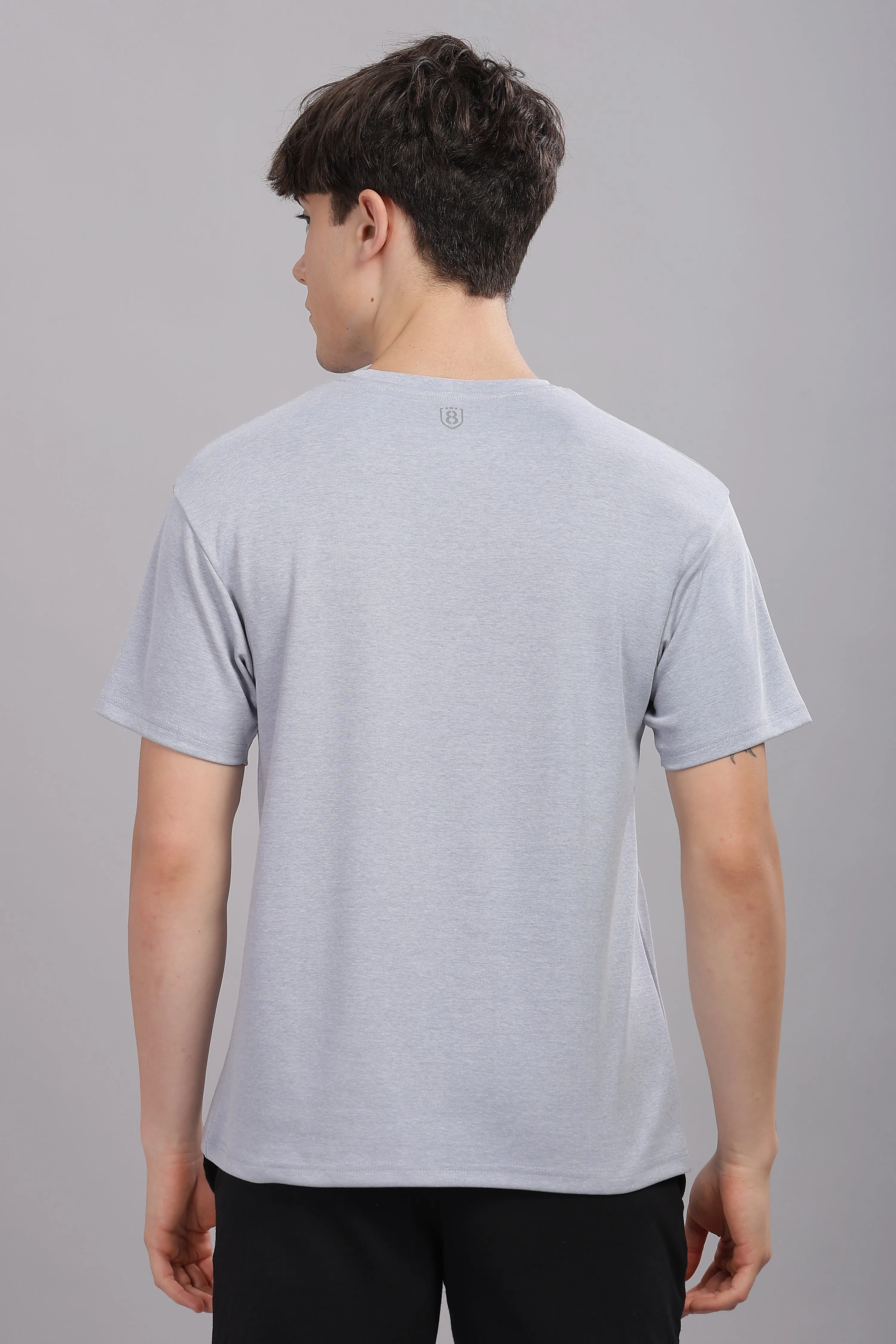 Men’s Round Neck soft cotton shrinkage resistant stretchable T Shirt-Domin8(GREY)