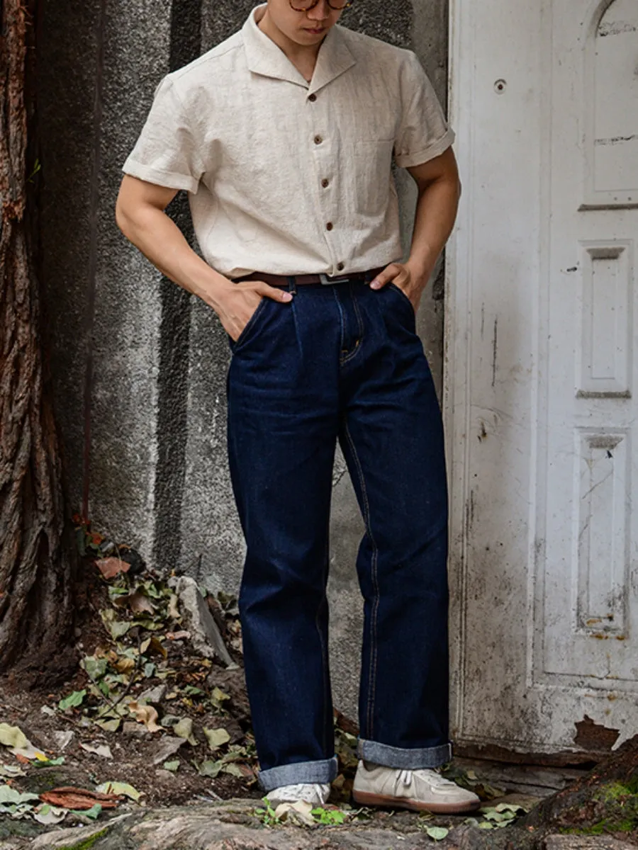 Men's Sailor Flap Collar Linen Shirt