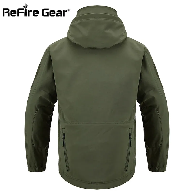 Mens Soft Shell Military Waterproof Army Tactical Hooded Windbreaker Jacket