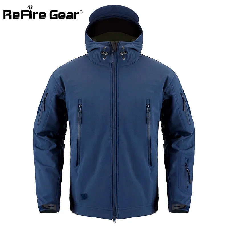 Mens Soft Shell Military Waterproof Army Tactical Hooded Windbreaker Jacket