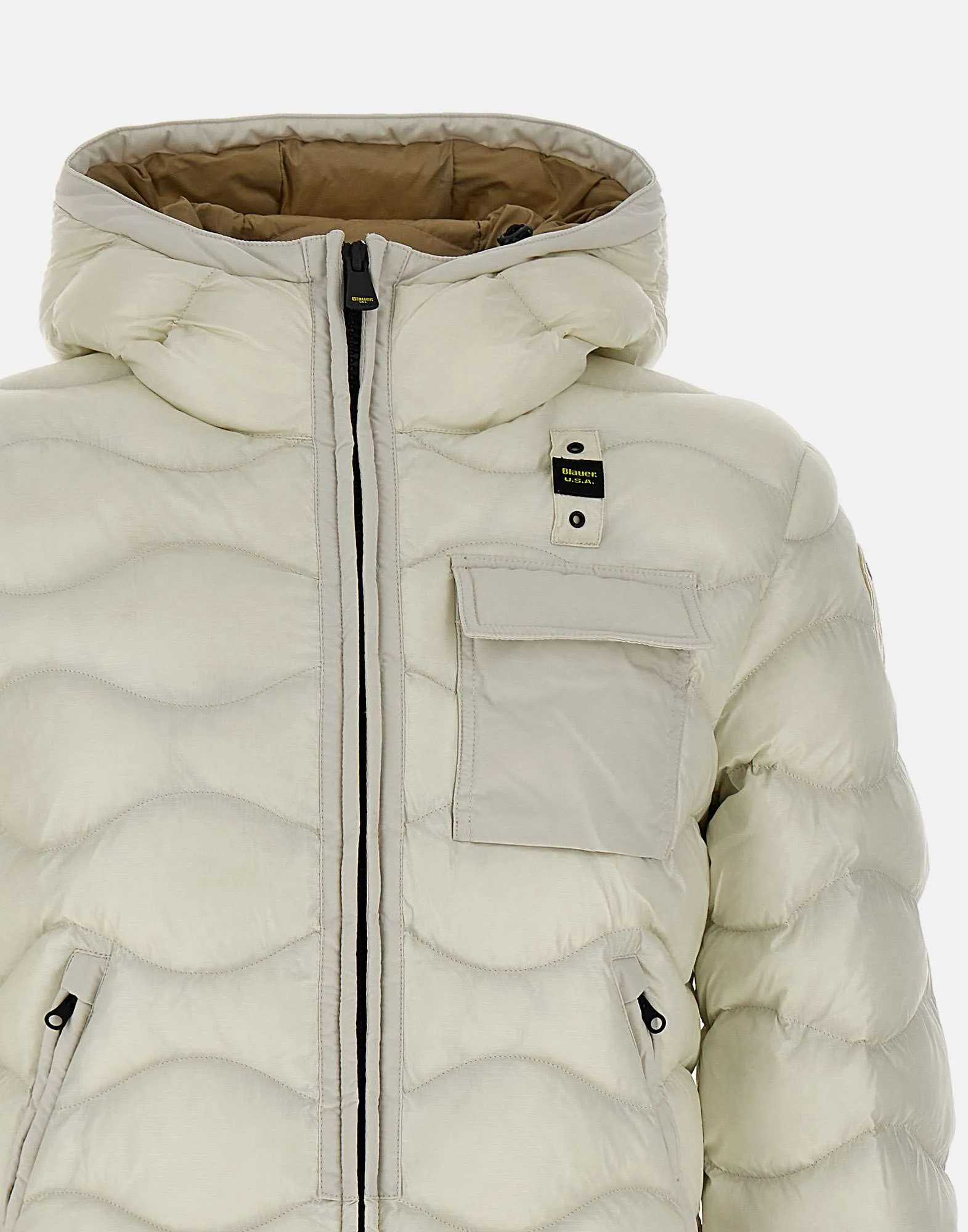 Men's White Down Jacket with Hood