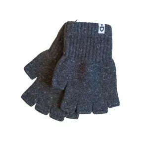 Merino Donegal Fingerless Gloves in Charcoal