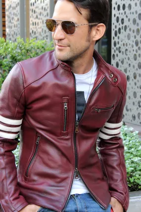 MUSTANG EX Leather Jacket - Special Edition - Mahogany - Stripes