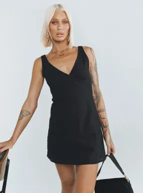 Nellie Mini Dress Black Anglaise