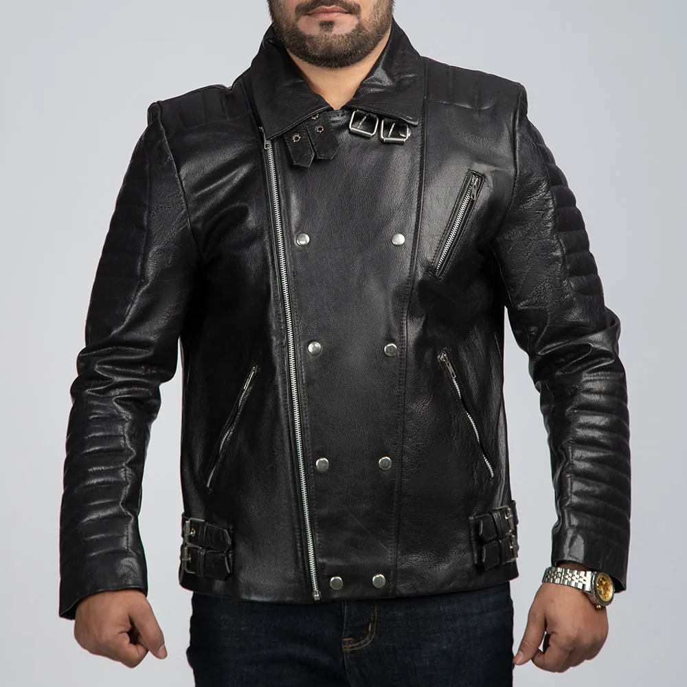 Nightwalker Black Leather Biker Jacket