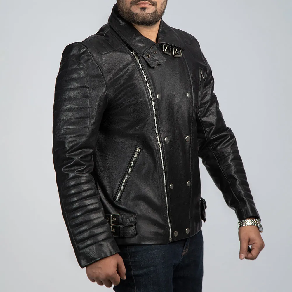 Nightwalker Black Leather Biker Jacket