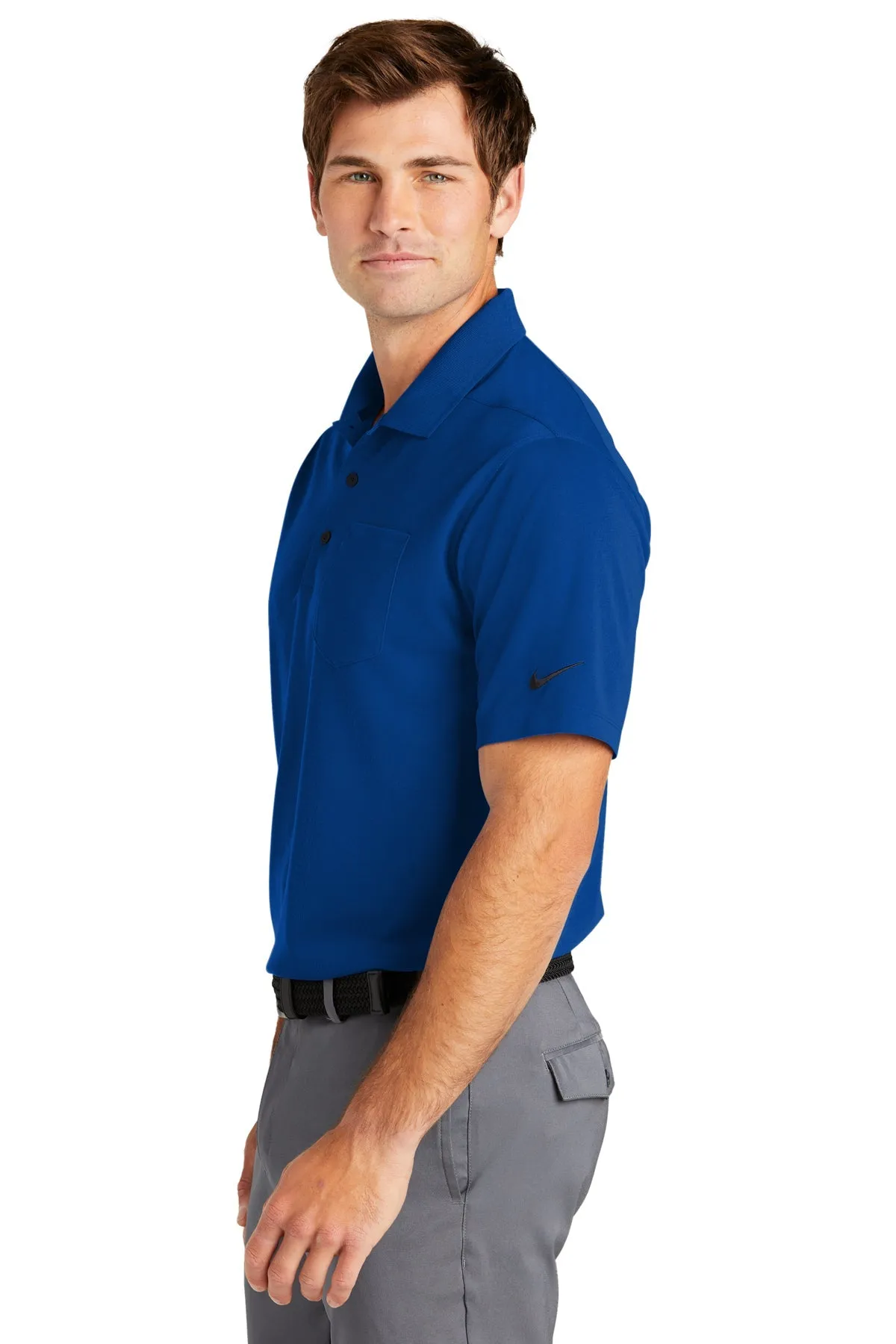 Nike Dri-FIT Micro Pique Custom Pocket Polos, Gym Blue