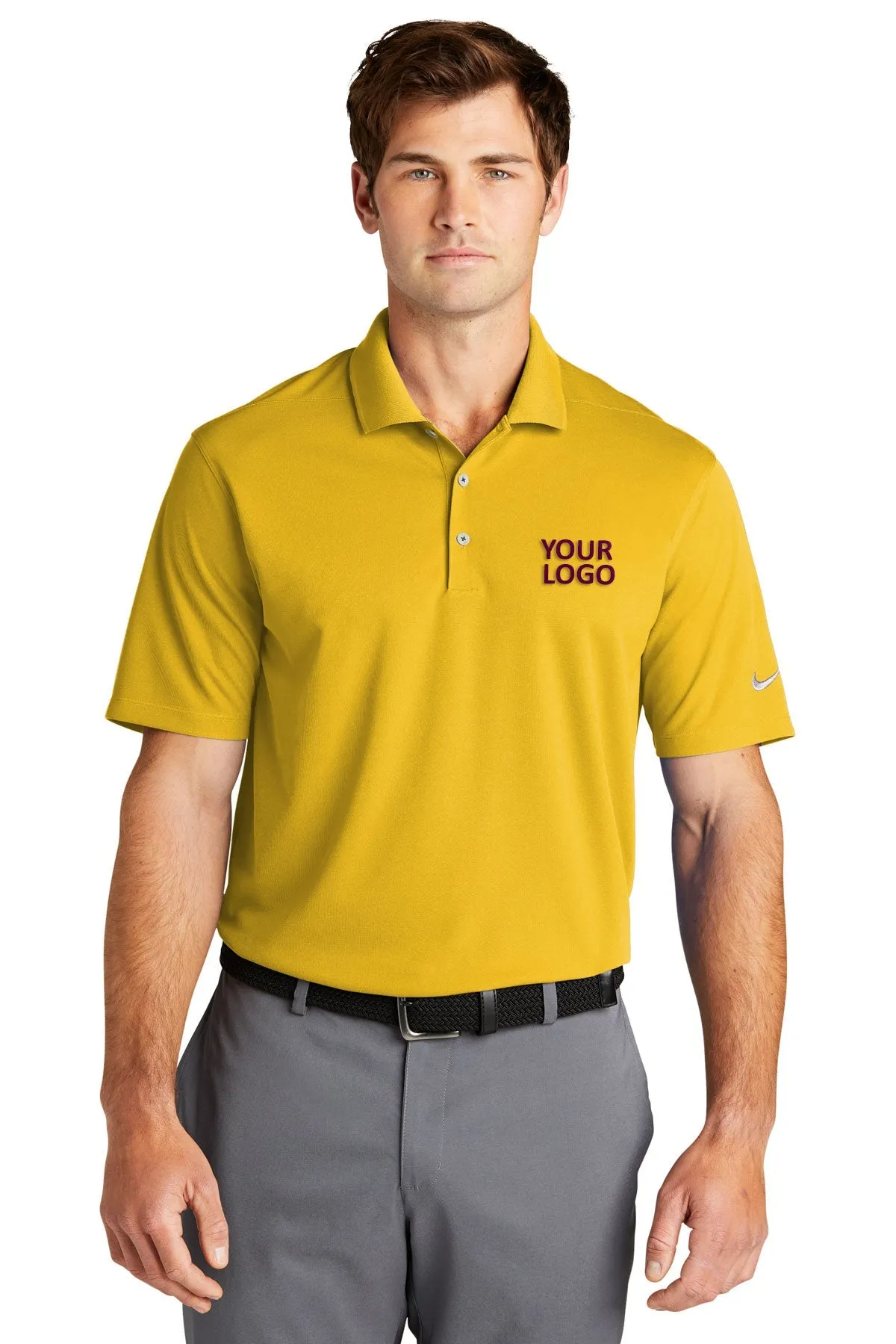 Nike Dri-FIT Micro Pique Customized Polos, Varsity Maize