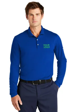 Nike Dri-FIT Micro Pique Long Sleeve Custom Polos, Game Royal