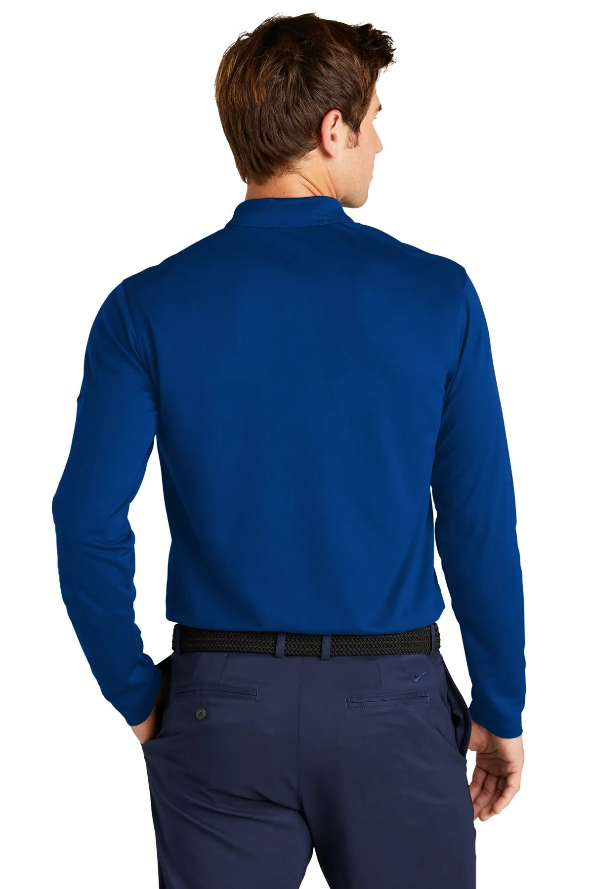 Nike Dri-FIT Micro Pique Long Sleeve Custom Polos, Gym Blue