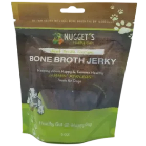 Nugget's Healthy Eats Jammin' Jowlers Bone Broth Beef Jerky Dog Treats,