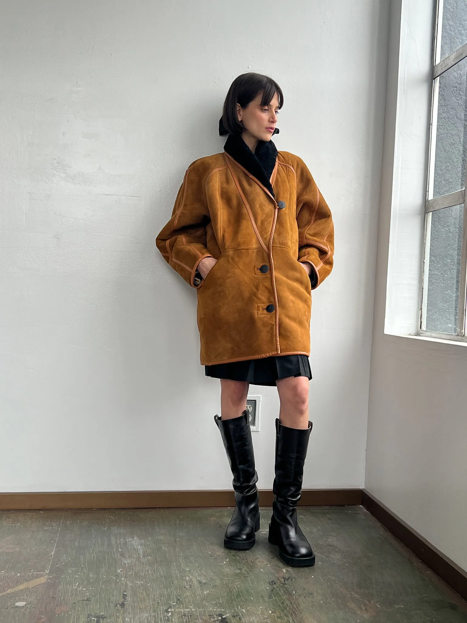 Ochre Shearling Coat (L)