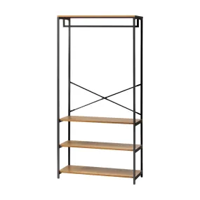 Oikiture Clothes Rack Open Wardrobe Garment Coat Hanging Rail Metal 4 shelves