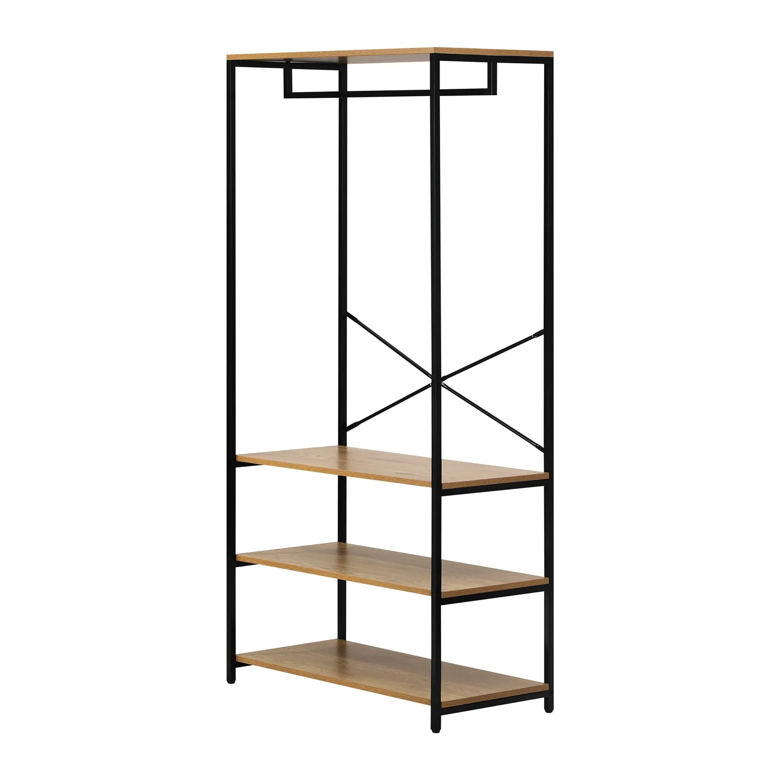 Oikiture Clothes Rack Open Wardrobe Garment Coat Hanging Rail Metal 4 shelves